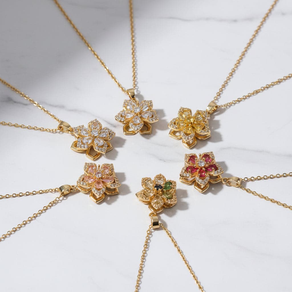 Rotating Flower Necklace